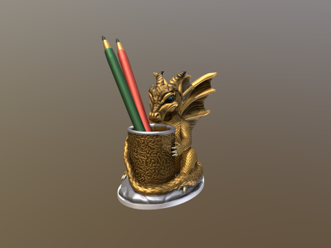 Cute Baby Dragon pencil holder 3D Принт Модель