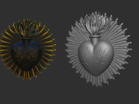 Sacred Heart Wall Ornament 3D Print Model