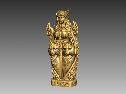 Statue of Freya in a totemic style 3D Print Model