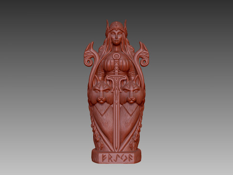 Statue of Freya in a totemic style 3D Print Model