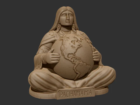 파차마마 토템 조각상 3D 프린트 모델