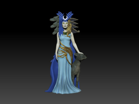 Hecate Goddess Statue Model Cetak 3D