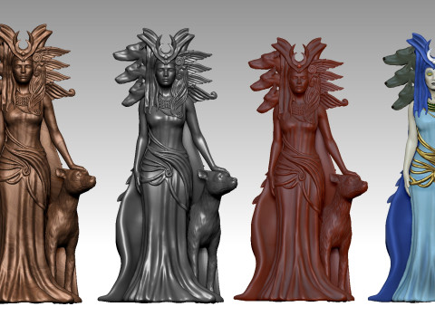 Hecate Goddess Statue Model Cetak 3D