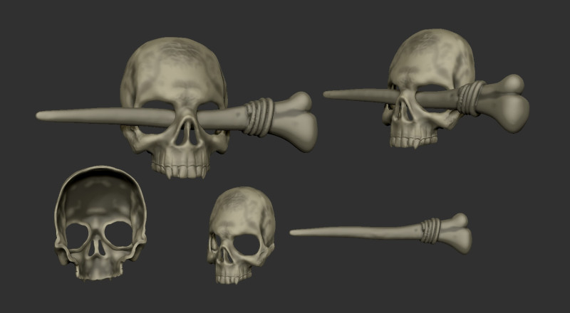 Skull and bone hair barrette Modèles 3D en vedette .c4d .max .obj .3ds .fbx .stl .blend 