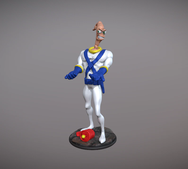 Earthworm Jim figurine 3D Print Model .c4d .max .obj .3ds .fbx .stl .blend