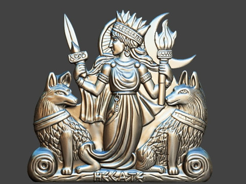 Hecate Goddess Sculpture Relief 3D-printmodel
