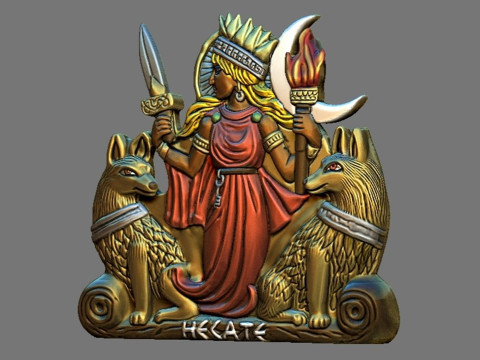 Hecate Goddess Sculpture Relief Modelo de impresión 3D