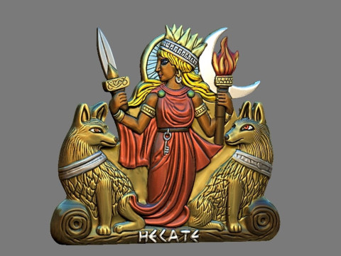 Hecate Goddess Sculpture Relief Modelo de impresión 3D