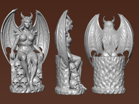 Lilith on her throne succubus monster sculpture 3D Baskı Modeli