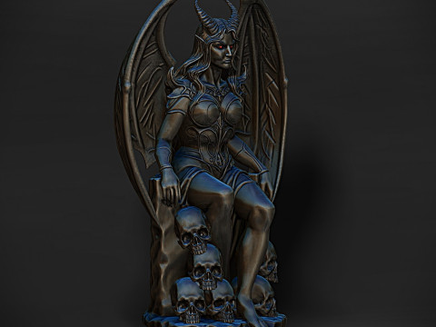 Lilith on her throne succubus monster sculpture 3D Baskı Modeli