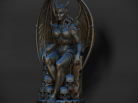 Lilith on her throne succubus monster sculpture 3D Baskı Modeli