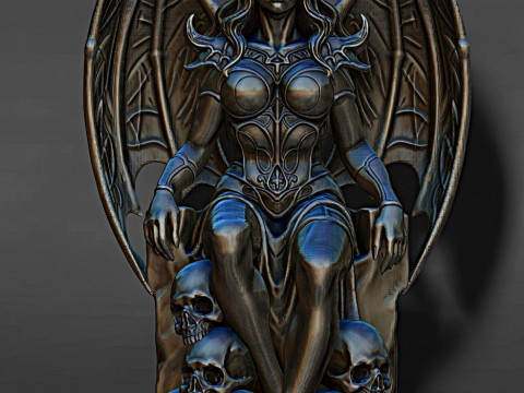 Lilith on her throne succubus monster sculpture 3D Baskı Modeli