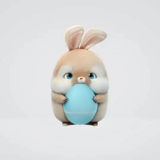 Fat cute easter bunny with an egg 3D Print Model .c4d .max .obj .3ds .fbx .stl .blend 