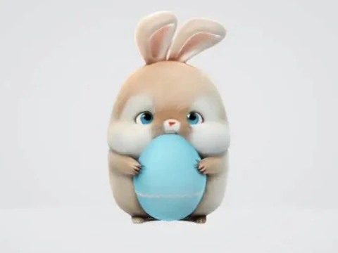 Толстый милый пасхальный кролик с яйцом 3D Принт Модель