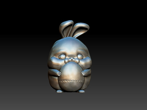 Fat cute easter bunny with an egg 3D Baskı Modeli