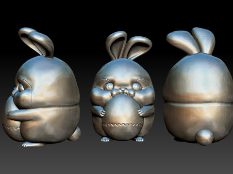 Fat cute easter bunny with an egg 3D Baskı Modeli