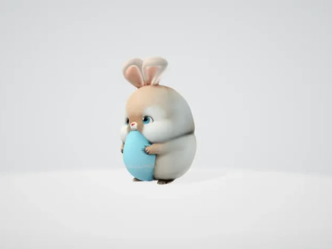 Fat cute easter bunny with an egg 3D Baskı Modeli
