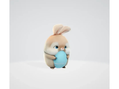 Fat cute easter bunny with an egg 3D Baskı Modeli