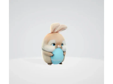 Fat cute easter bunny with an egg 3D Print Model