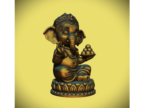 Cute Baby Ganesha statue 3D-printmodel