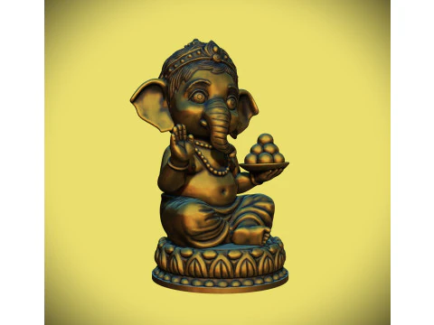 Niedliche Baby-Ganesha-Statue 3D Druckmodell