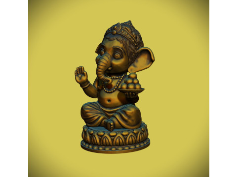 Cute Baby Ganesha statue 3D Print Model