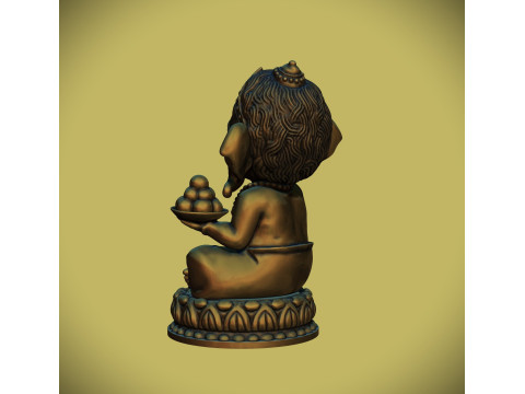 Cute Baby Ganesha statue 3D Print Model