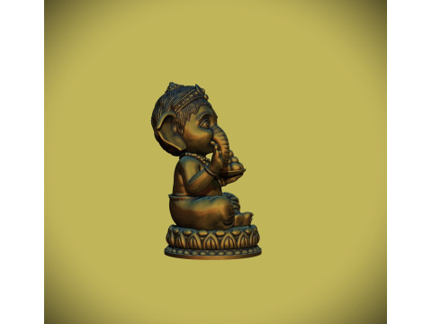 Cute Baby Ganesha statue 3D Print Model