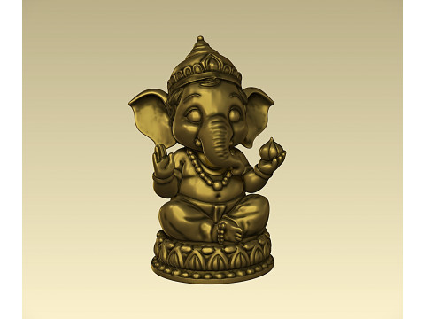 Cute Baby Ganesha statue v2 3D-printmodel