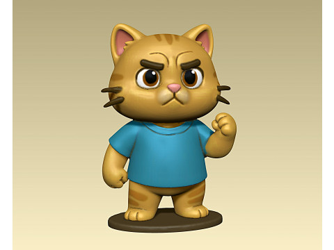 Cute angry kitten figurine toy 3D-printmodel