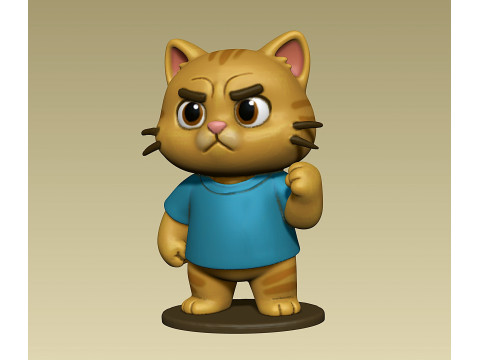 Cute angry kitten figurine toy Modello di stampa 3D