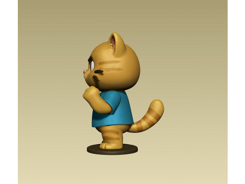 Cute angry kitten figurine toy Modello di stampa 3D