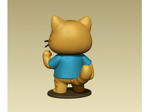 Cute angry kitten figurine toy Modello di stampa 3D