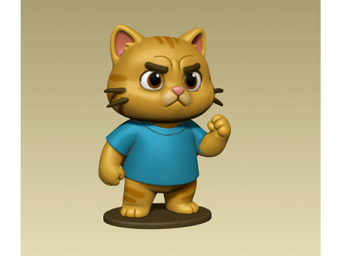 Cute angry kitten figurine toy Modello di stampa 3D