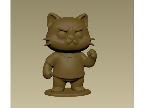 Cute angry kitten figurine toy Modello di stampa 3D