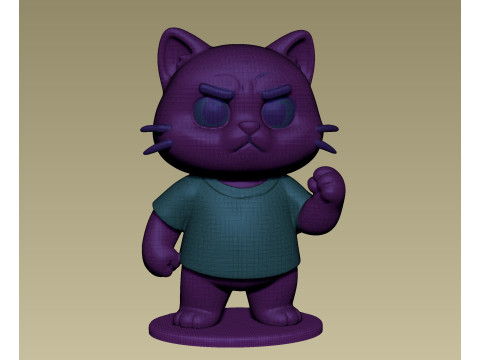 Cute angry kitten figurine toy Modello di stampa 3D