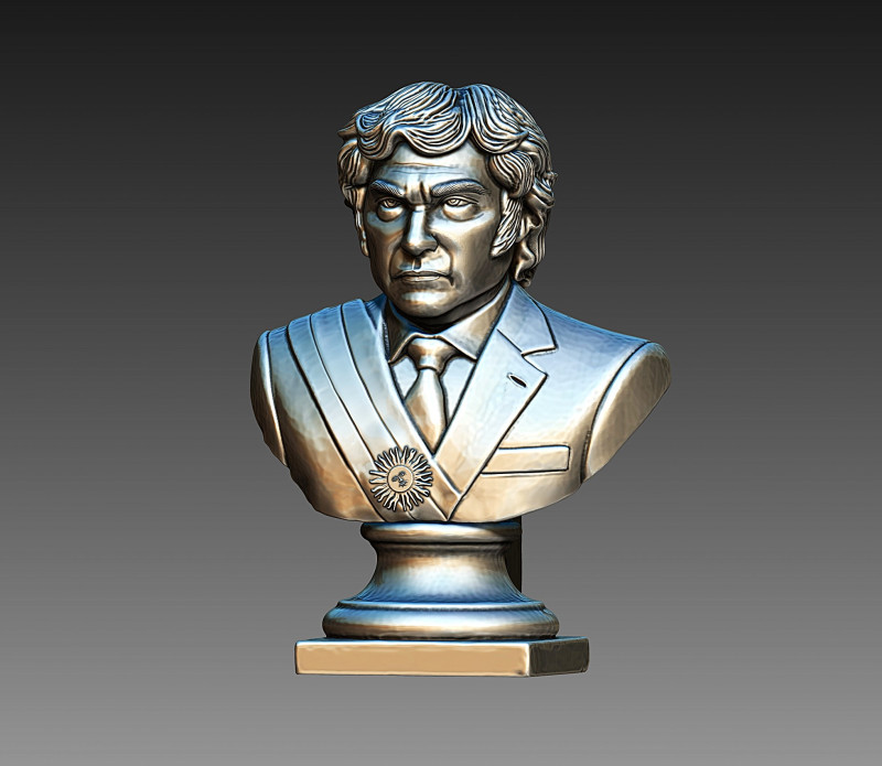 Bust of the President of Argentina Javier Milei Model Cetak 3D .c4d .max .obj .3ds .fbx .stl .blend 