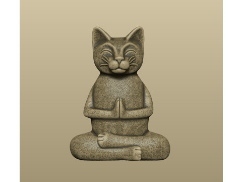 Sculpture of a meditating cat Modello di stampa 3D