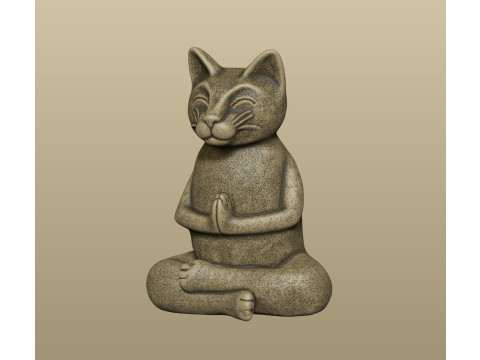 Sculpture of a meditating cat Modello di stampa 3D