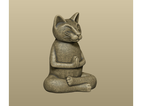 Sculpture of a meditating cat Modello di stampa 3D