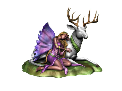 Fada adormecida em estatueta de veado - Fawna Modelo de Impressão 3D