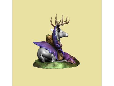 Sleeping fairy on deer figurine - Fawna Modello di stampa 3D