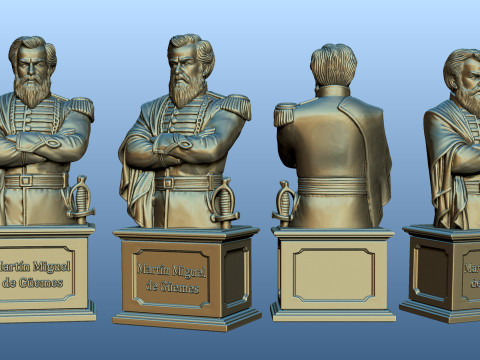 Bust of Martin Miguel de Guemes Modelo de Impressão 3D