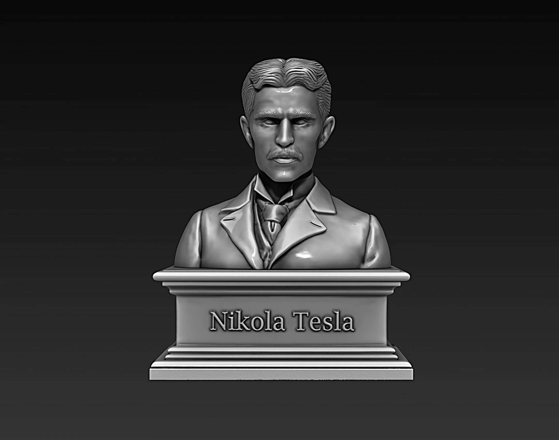 Bust of Nikola Tesla 3D Print Model .c4d .max .obj .3ds .fbx .stl .blend 