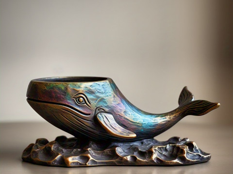 Decorative whale-shaped pot Model Cetak 3D