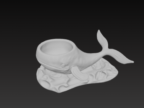 Decorative whale-shaped pot Modèles 3D en vedette