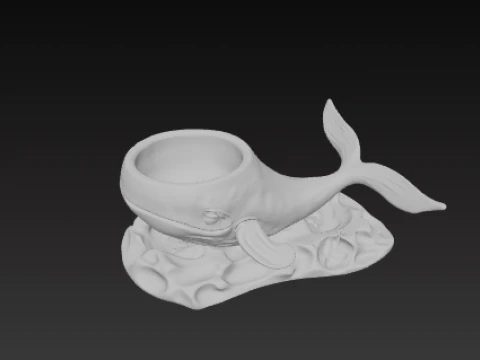 Decorative whale-shaped pot 3D Print Model