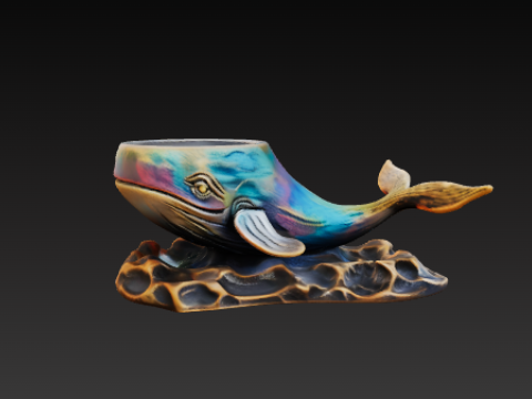 Decorative whale-shaped pot Modèles 3D en vedette