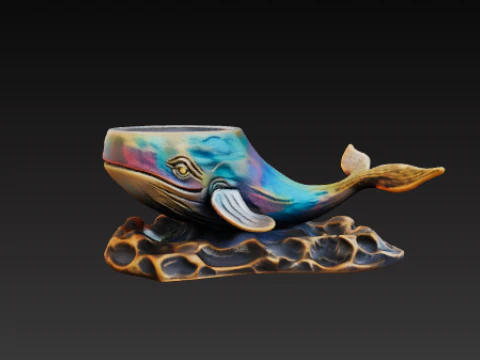 Decorative whale-shaped pot 3D Print Model