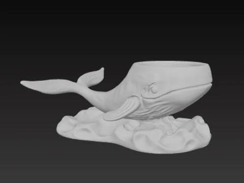 Decorative whale-shaped pot 3D Print Model
